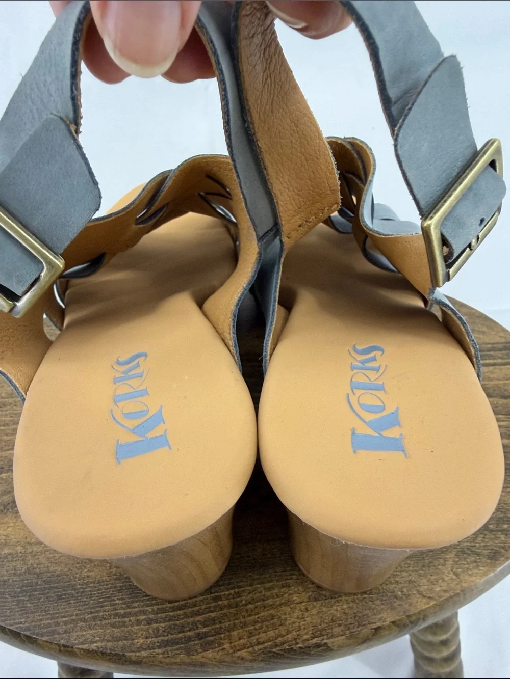 Korks Womens Berengo Woven Denim Block Slingback Woven Platform Sandals, 11